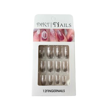 Faux ongles press on nails MKT nails 12 ongles - Gray French