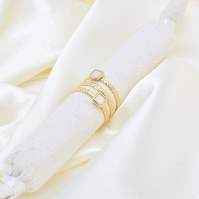 Mother-of-pearl ring in gold-plated stainless steel - BG310110OR