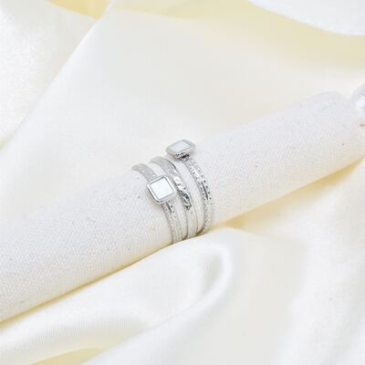 Mother-of-pearl ring in silver stainless steel - BG310110AR