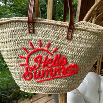 Hello Summer basket with Orange embroidery
