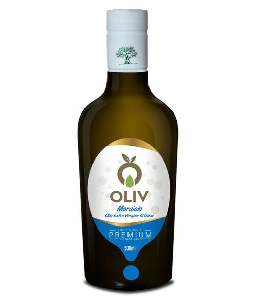 Olio Extra vergine Oliva 100% Italiano Monocultivar Moraiolo Premium- OLIV 500ml