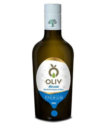 Huile d'olive extra vierge 100% italienne Monocultivar Moraiolo Premium - OLIV 500ml