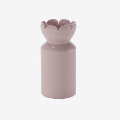Large Rivoli tulip neck vase, pink ceramic