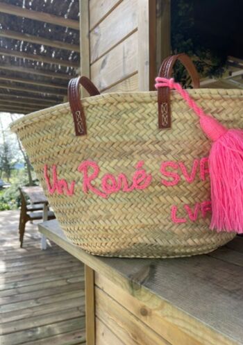 Panier Un Rosé svp broderie rose 1