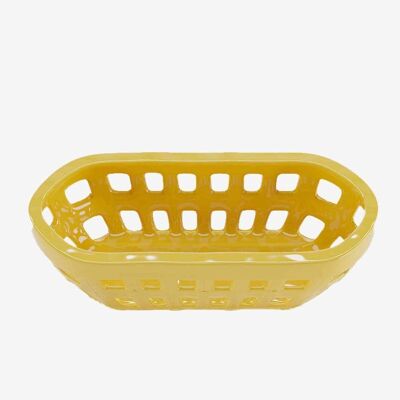 Palma yellow vintage style ceramic basket