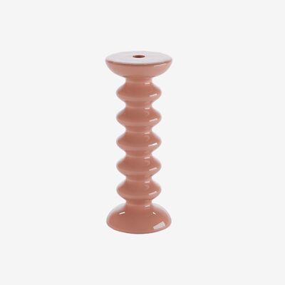 Modern design candle holder in Sahara pink ceramic