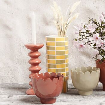 Bougeoir moderne design en céramique rose Sahara 2