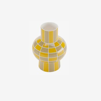 Vase céramique motif damier jaune Louvre 1