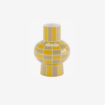 Vase céramique motif damier jaune Louvre 3