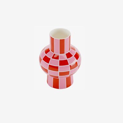 Vaso in ceramica con motivo a scacchiera rosso Louvre
