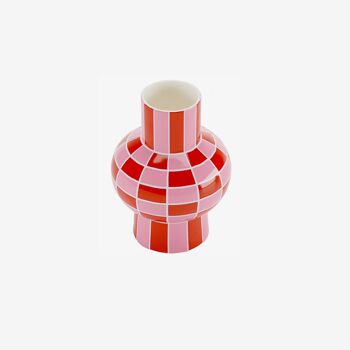 Vase céramique motif damier rouge Louvre 1