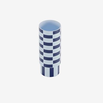 Sofia blue checkered ceramic tube vase