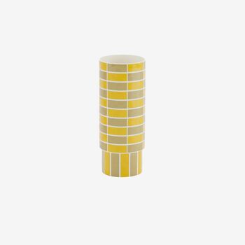 Vase céramique tube à damier jaune Sofia 3