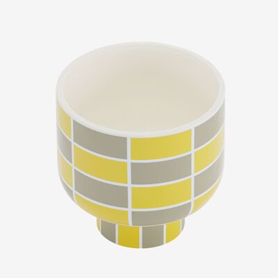 Vase céramique motif damier jaune Versailles