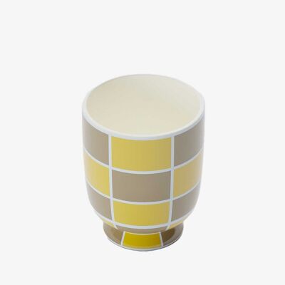 Vaso decorativo in ceramica a quadretti giallo Ginevra