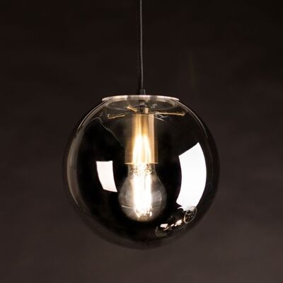 s.LUCE Orb glass ball gallery light 5m suspension - Ø 40cm, chrome / clear