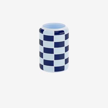 Vase cylindrique à damier céramique bleue Macao 1