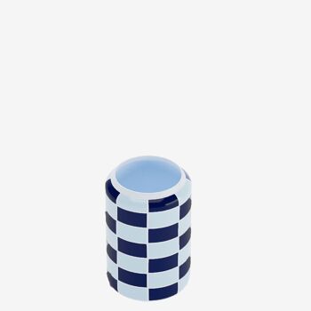 Vase cylindrique à damier céramique bleue Macao 3