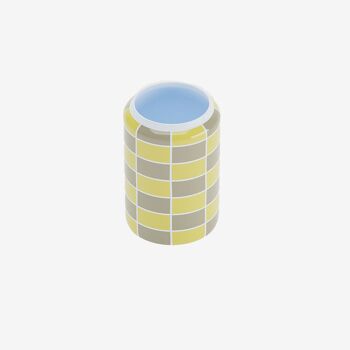 Vase cylindrique à damier céramique jaune Macao 3