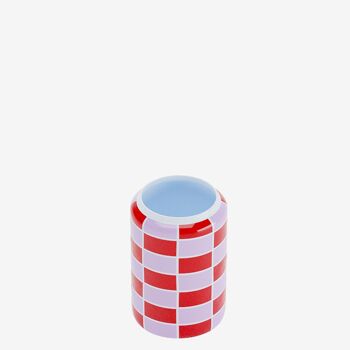 Vase cylindrique à damier céramique rouge Macao 3