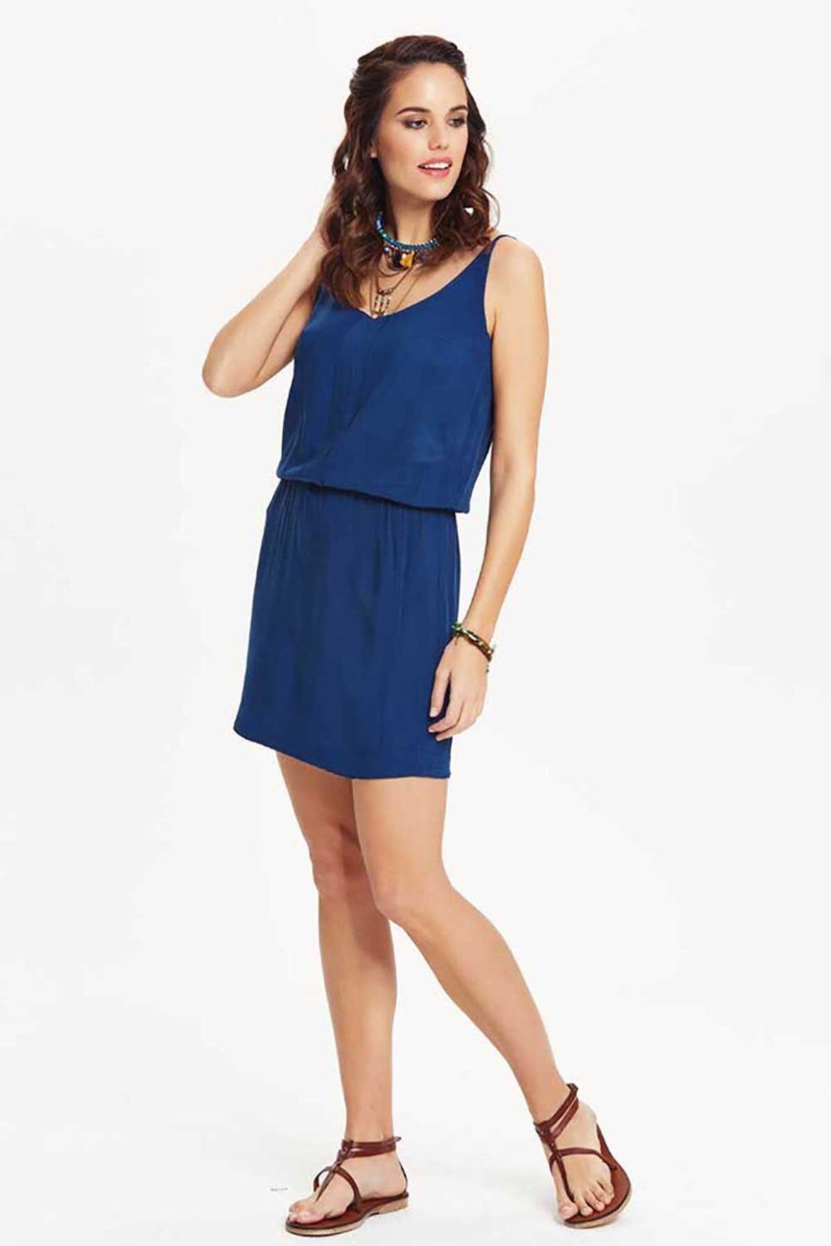 Mini abito elegante Boho blu scuro