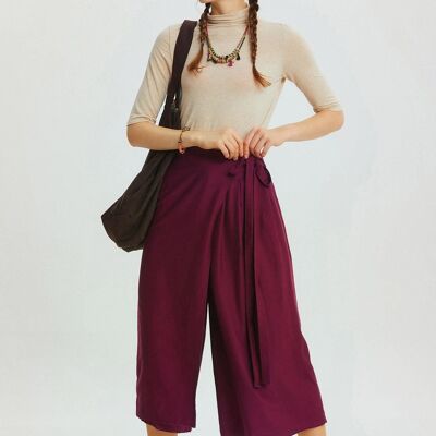 Pantalon jupe de couleur unie violet