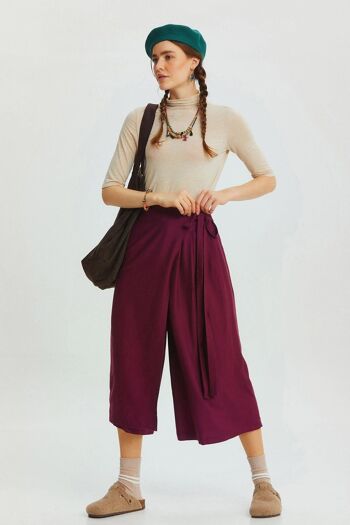 Pantalon jupe de couleur unie violet 1