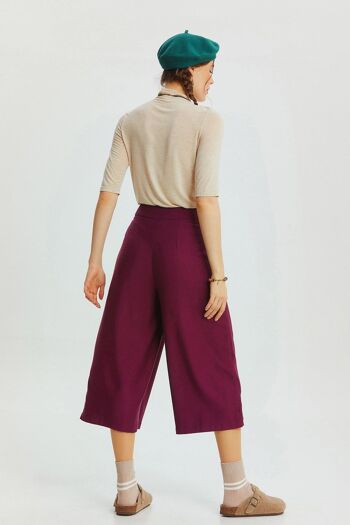 Pantalon jupe de couleur unie violet 4