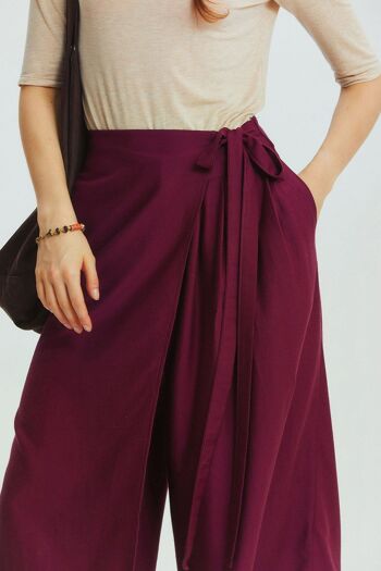 Pantalon jupe de couleur unie violet 5