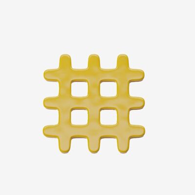 Decorative ceramic trivet, Beaubourg yellow grid