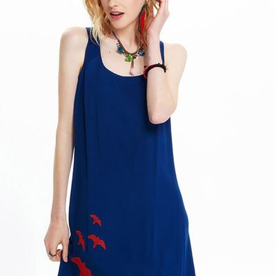 Mini vestido de verano sin mangas azul oscuro