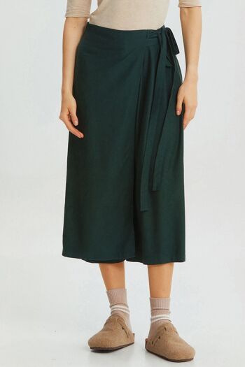 Pantalon à jupe de couleur unie vert 2