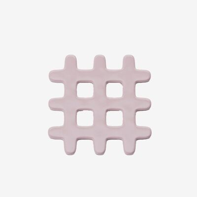 Decorative ceramic trivet, Beaubourg pink grid