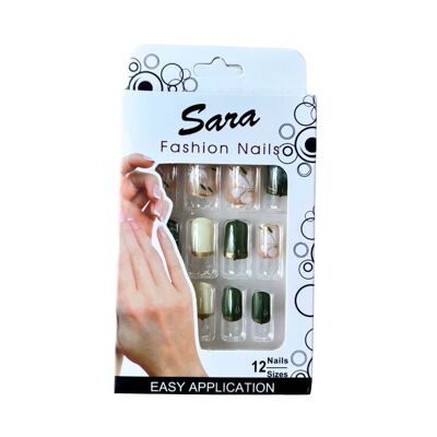 Künstliche Nägel zum Aufdrücken der Nägel Sara Fashion Nails 12 Nägel – Kimono