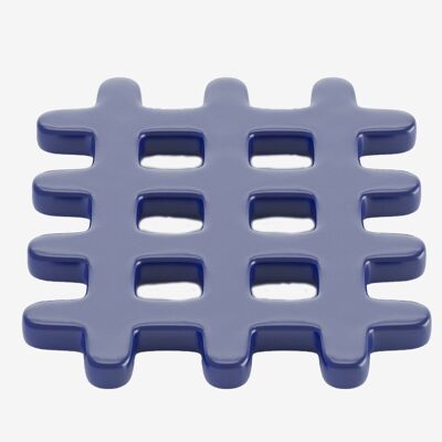 Orsay blue grid ceramic trivet