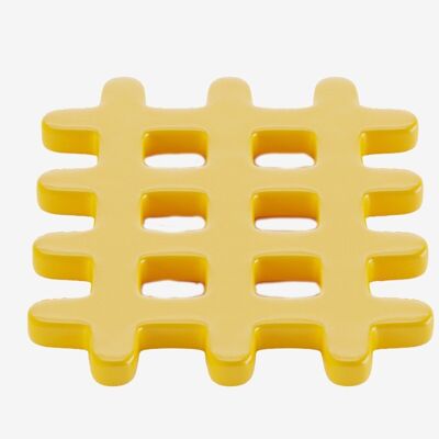 Orsay yellow grid ceramic trivet