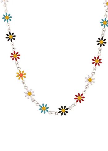 Collier de fleurs multicolores marguerite-menthe 3