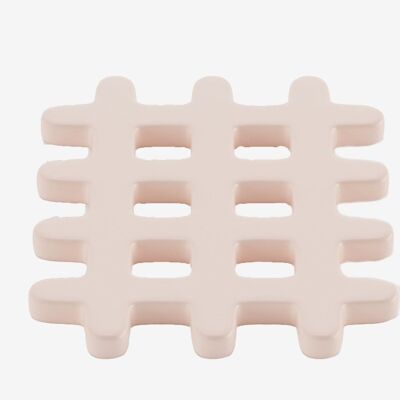 Orsay pale pink grid ceramic trivet