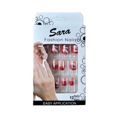 Uñas postizas prensa sobre uñas Sara Fashion Nails 12 uñas - Flora