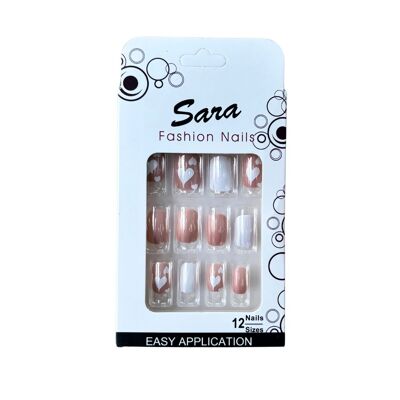 Unghie finte stampate sulle unghie Sara Fashion Nails 12 unghie - Adorabili
