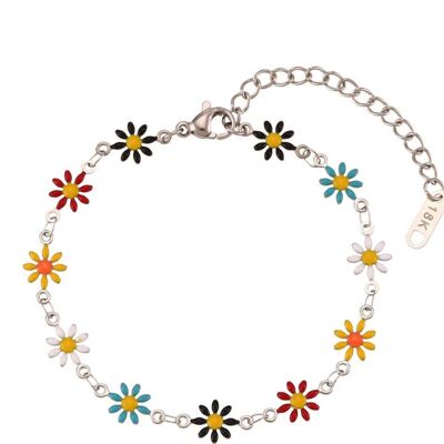 Mehrfarbiges Gänseblümchen-Armband – Mint-Blume