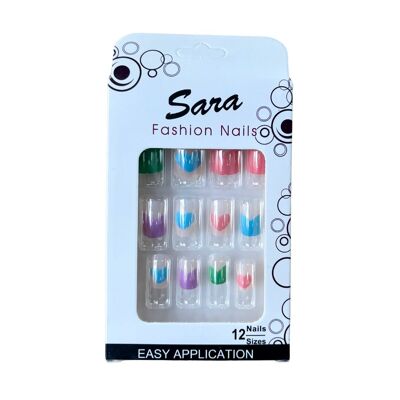Unghie finte stampate sulle unghie Sara Fashion Nails 12 unghie - Kawaï