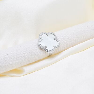 Mother-of-pearl ring in silver stainless steel - BG310111AR