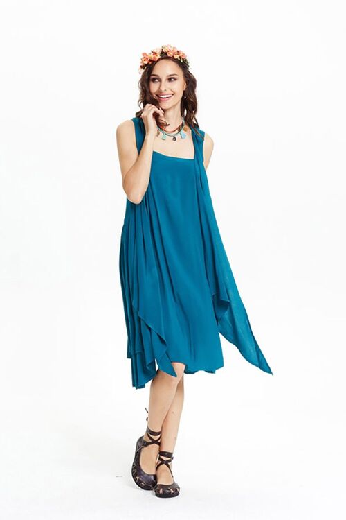 Petrol Blue High-Low Dress