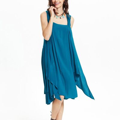 Petrol Blue High-Low Dress