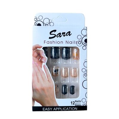 Uñas postizas prensadas en uñas Sara Fashion Nails 12 uñas - Dot