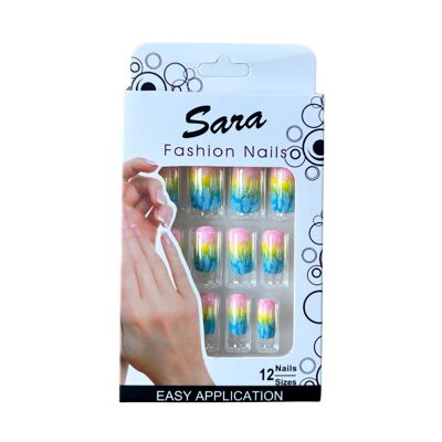 Unghie finte stampate sulle unghie Sara Fashion Nails 12 unghie - Miami