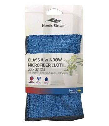 Chiffons en microfibre Blue Nordic Stream pour vitres et fenêtres 30x30cm 3