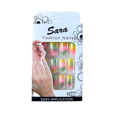 Künstliche Nägel zum Aufdrücken der Nägel Sara Fashion Nails 12 Nägel – Acidulous