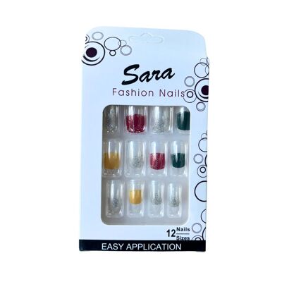 Künstliche Nägel zum Aufdrücken der Nägel Sara Fashion Nails 12 Nägel - Disco